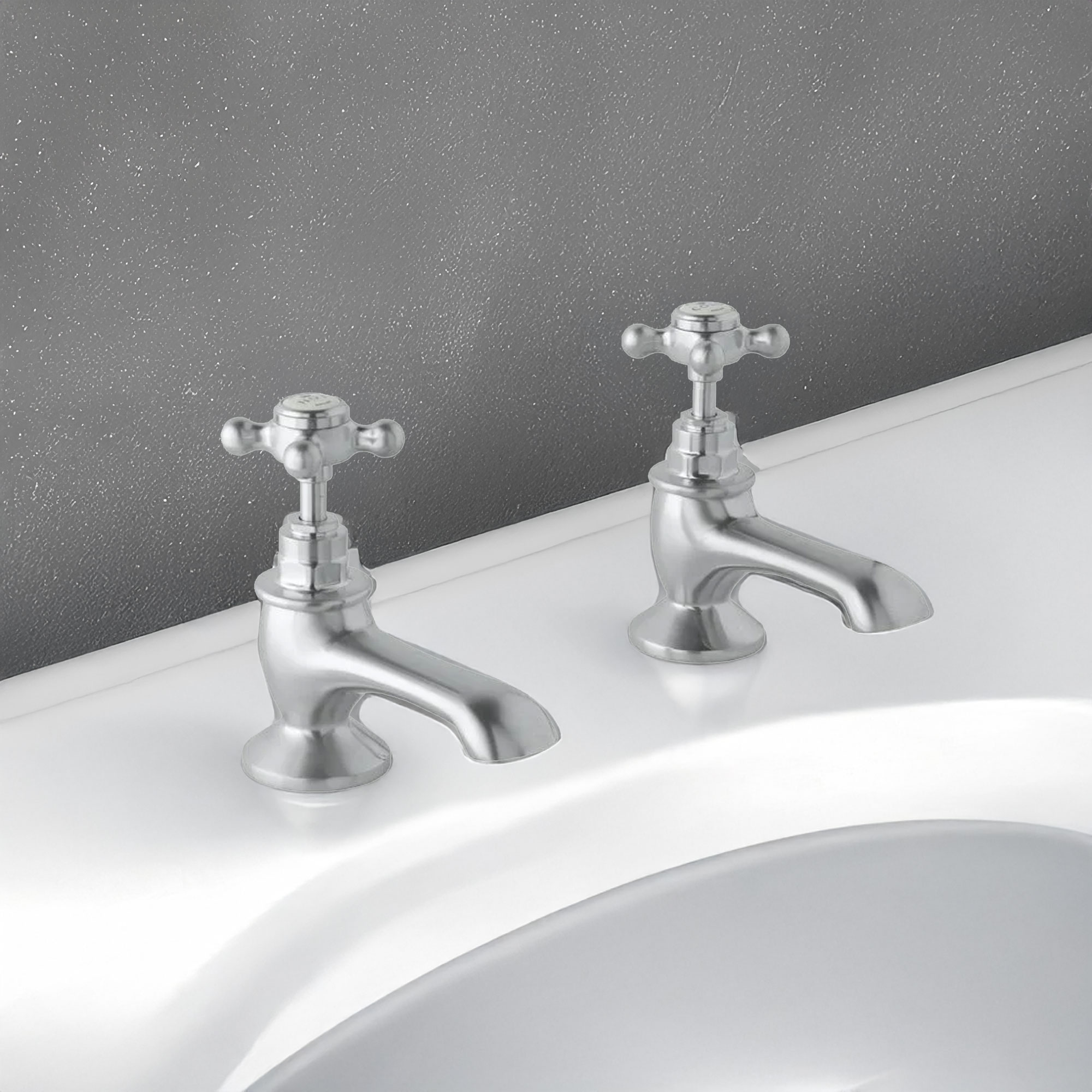 bayswater victrion brushed chrome crosshead bath pillar taps