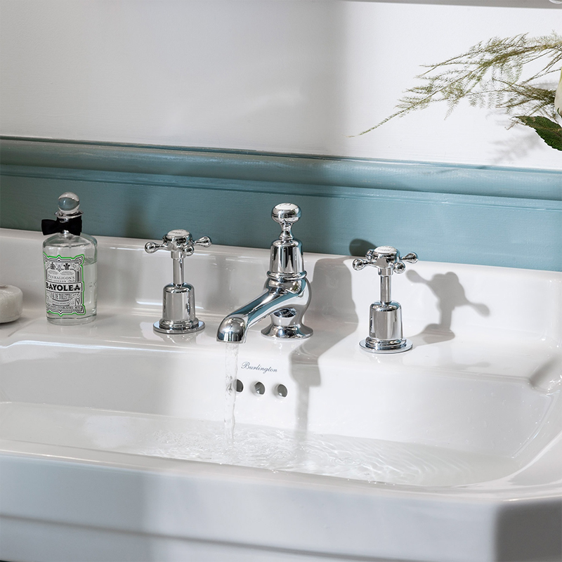BC Designs victrion chrome crosshead three hole basin mixer tap