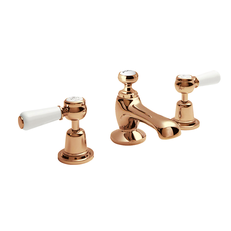 BC Designs victrion copper lever three hole basin mixer tap