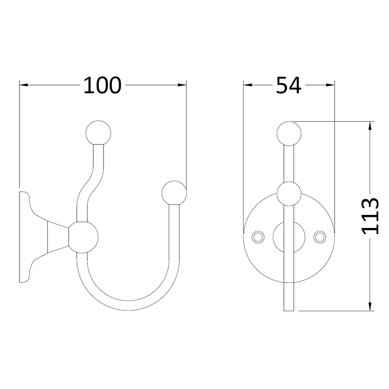 BC Designs Victrion Chrome Double Robe Hook Bathroom City