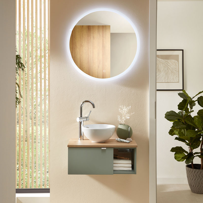 pelipal 6040 610mm vanity unit with worktop, countertop basin & left-hand door
