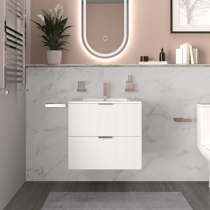 sonix white 600 wall vanity unit fluted