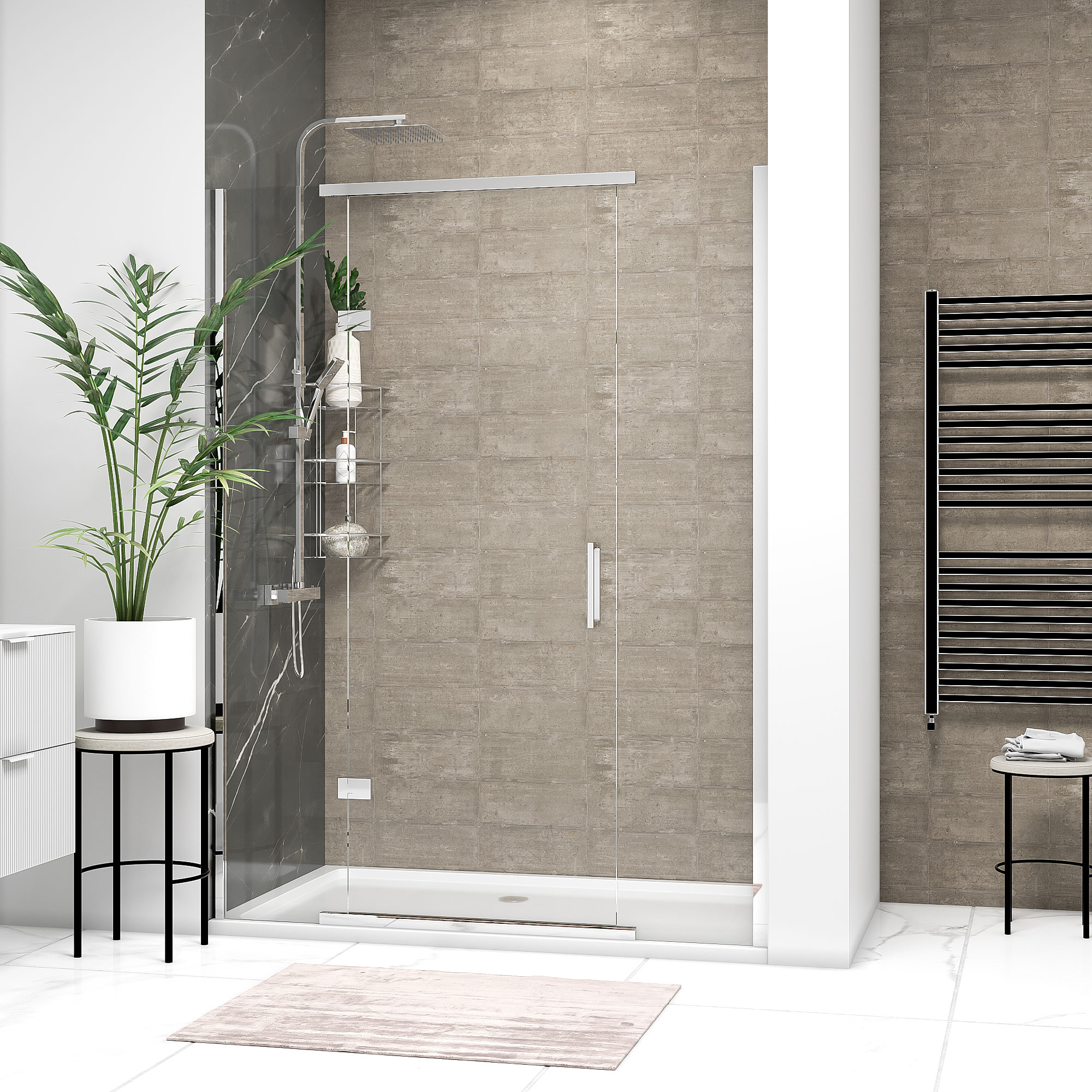 havana chrome 1600 inline hinged shower door