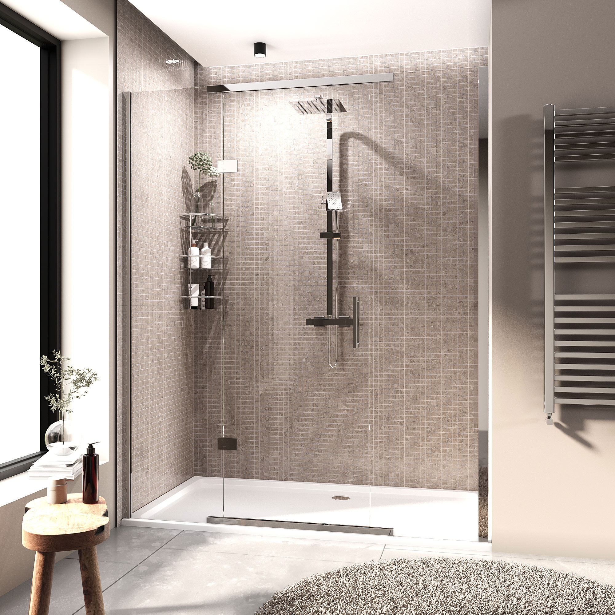 havana chrome 1700 inline hinged shower door