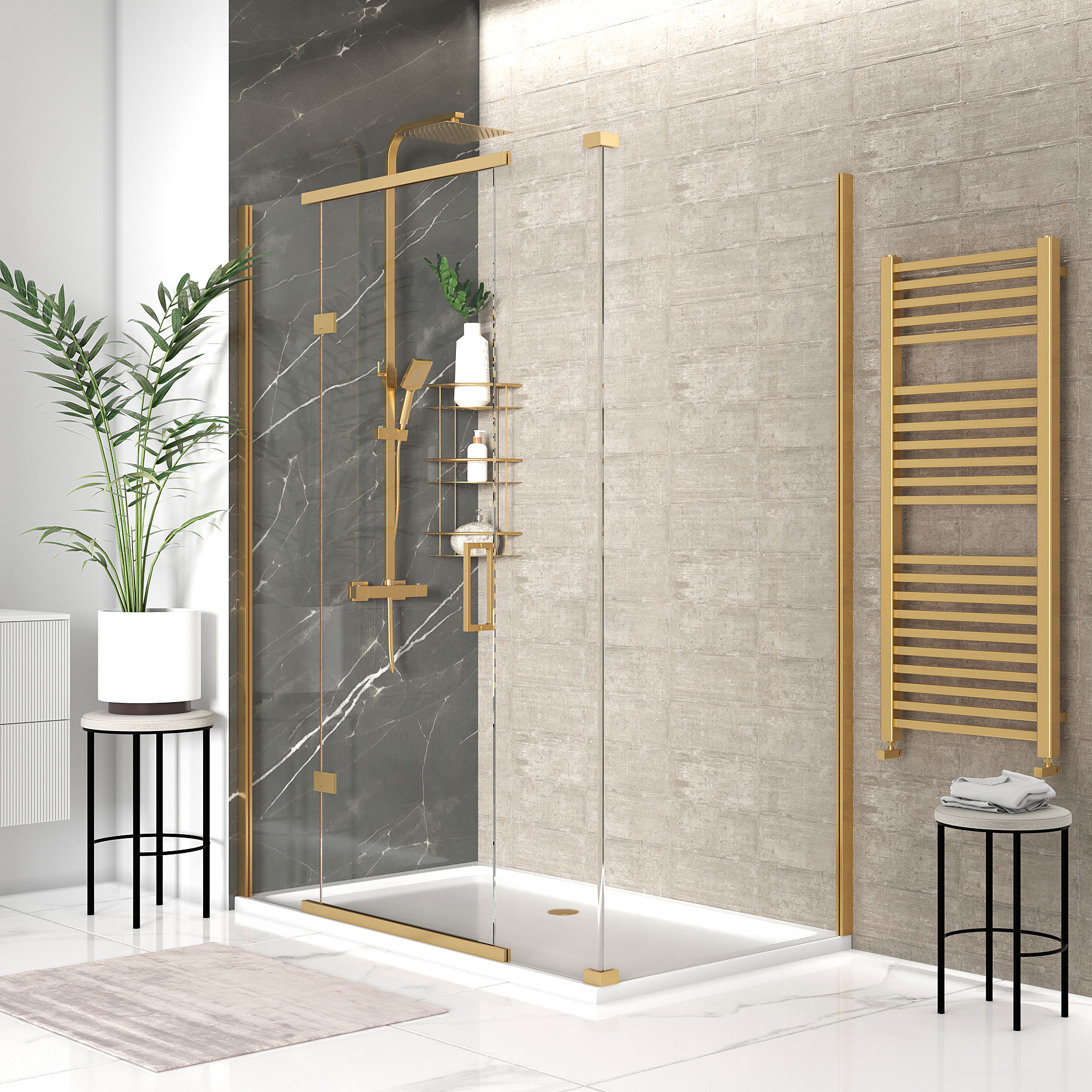 havana gold 1600 inline hinged corner shower enclosure