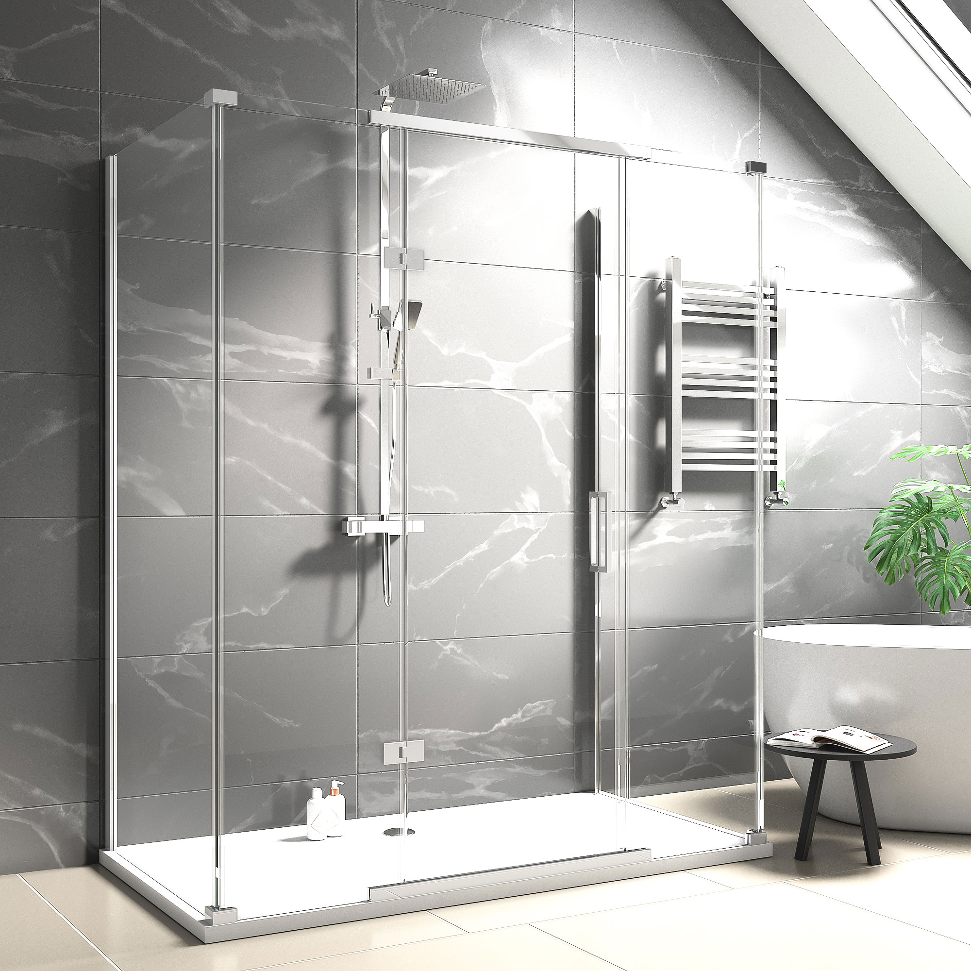 havana chrome 1500 inline hinged corner shower enclosure