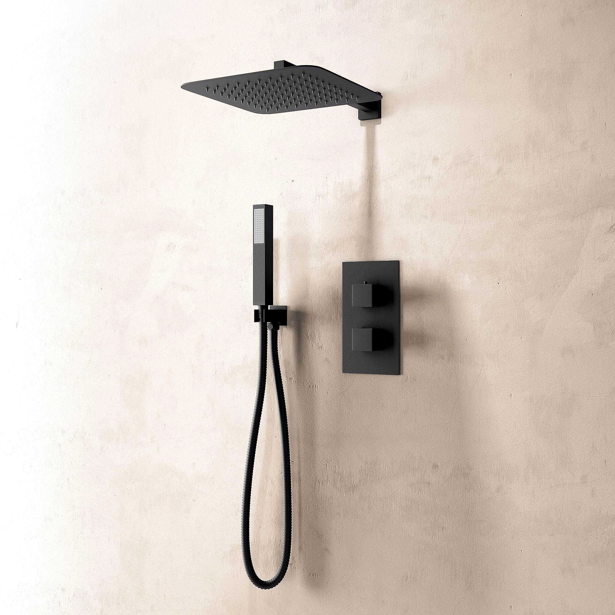 Ribble 2 Outlet Wall Shower Set Head Handset Bracket