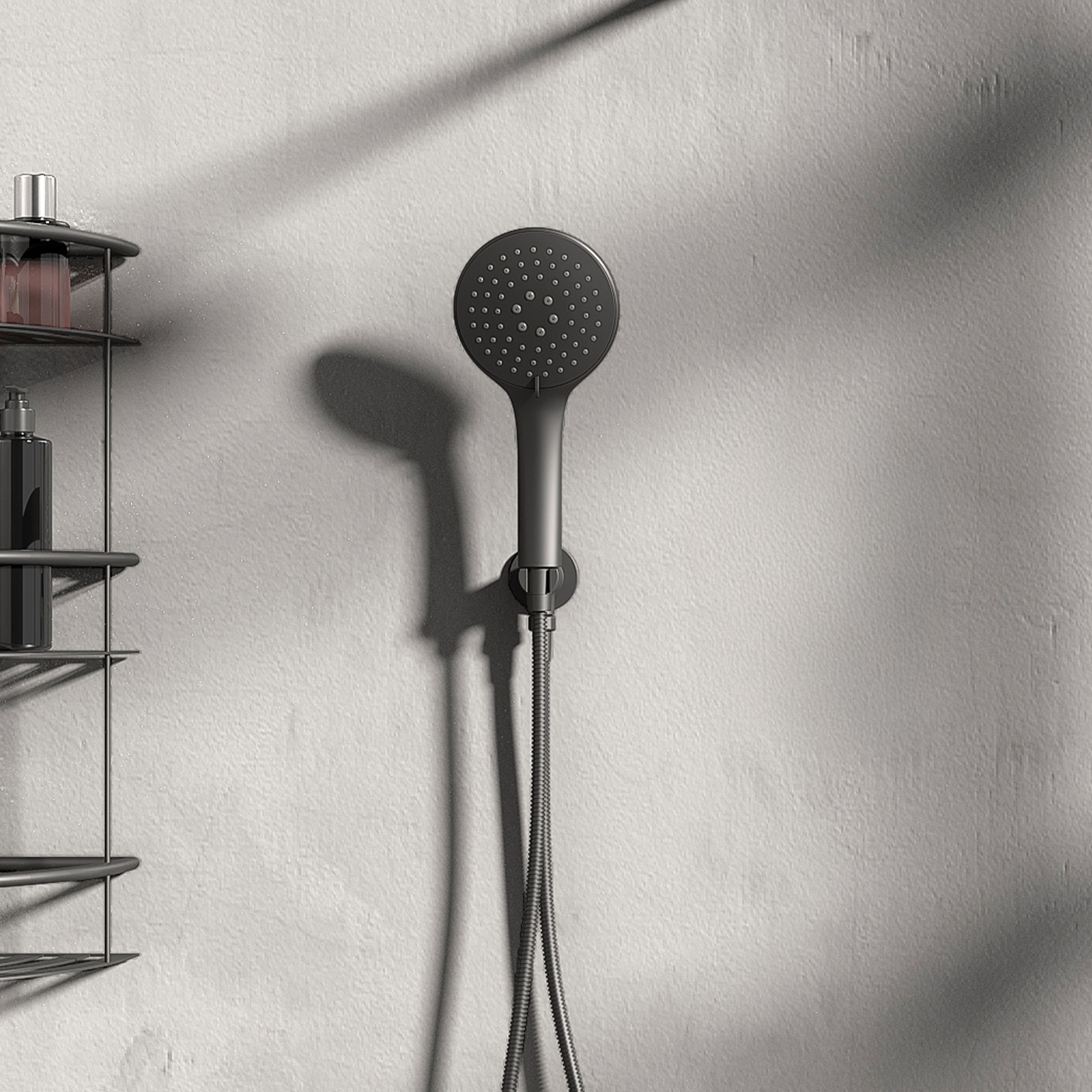 Tweed Round Modern Wall Shower Handset with Hose