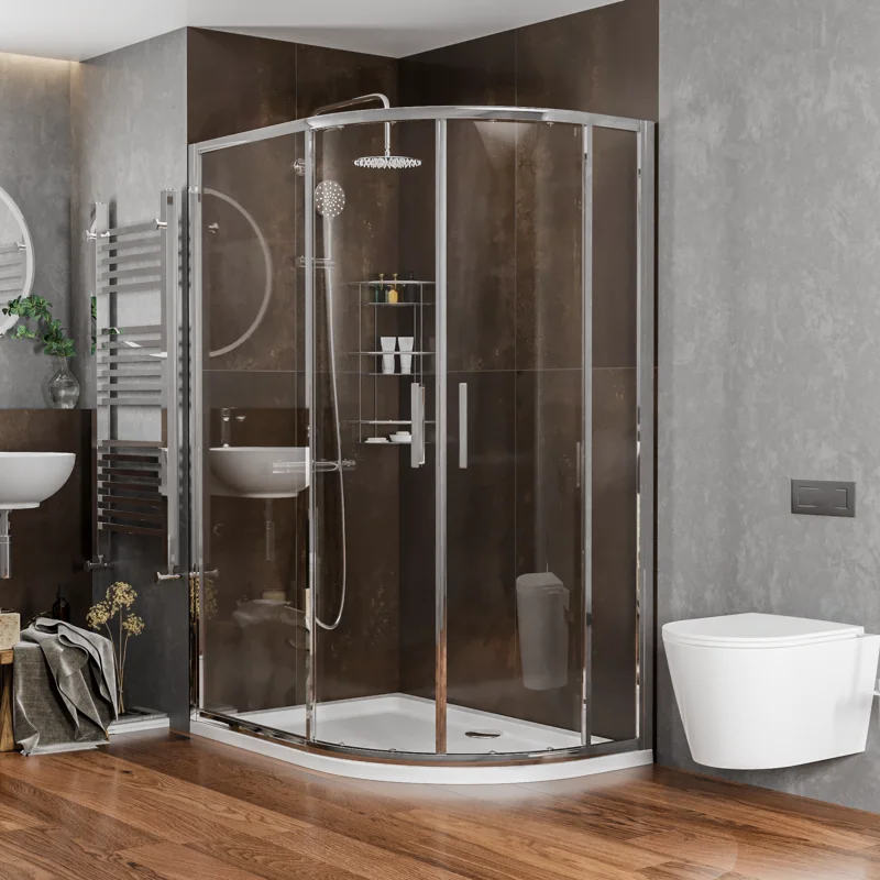 Radiant Reduced Height Shower Enclosure: 1200 x 800mm Offset Quadrant with Chrome Profiles  3