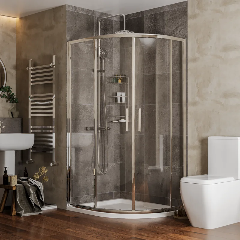 Radiant Reduced Height Shower Enclosure: 1000 x 800mm Offset Quadrant with Chrome Profiles  3