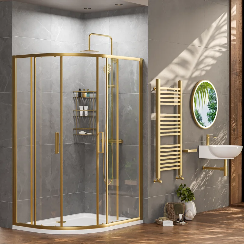 Radiant Deluxe Offset Quadrant 1200 x 900mm Shower Enclosure (Brushed Brass Profiles, 1900mm Height) 3