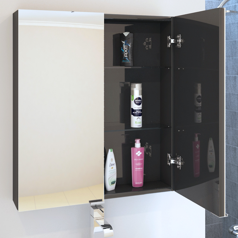 Glass shop mirror cabinet