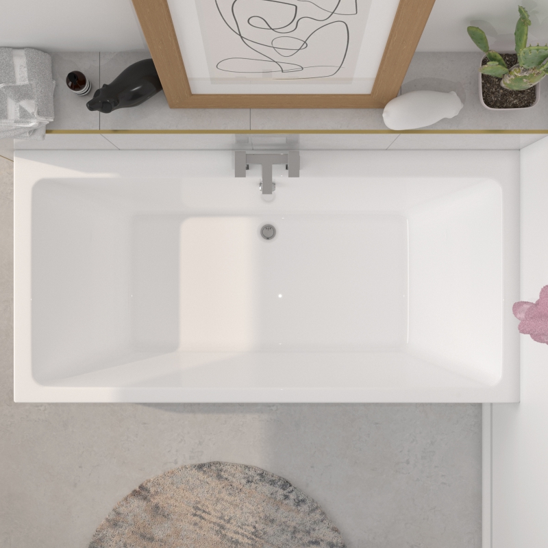 White Jumbo Double Ended Bath with Waste and Over-Flow Hole in The Middle 