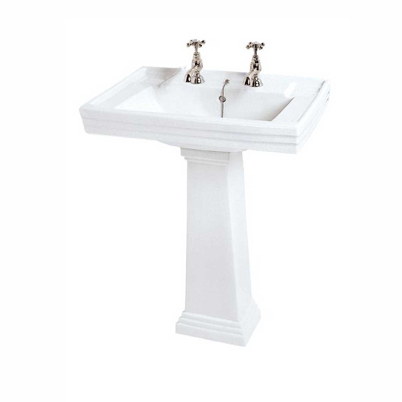Astoria Deco Large Basin 640mm White 2TH and Tall Large Pedestal White
