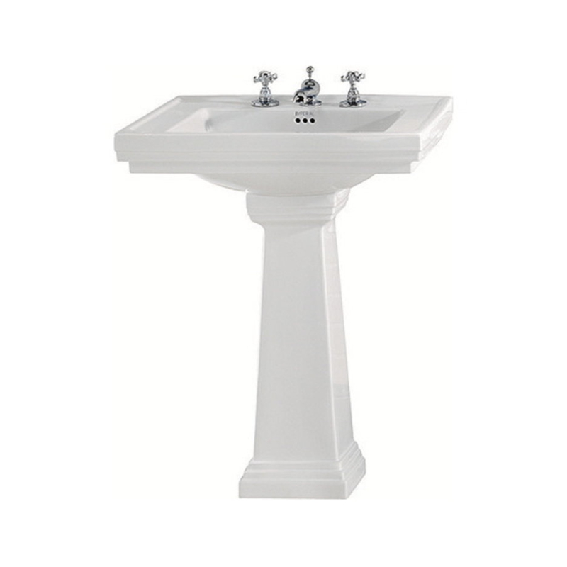 Astoria Deco Large Basin 640mm White 3TH and Tall Large Pedestal White
