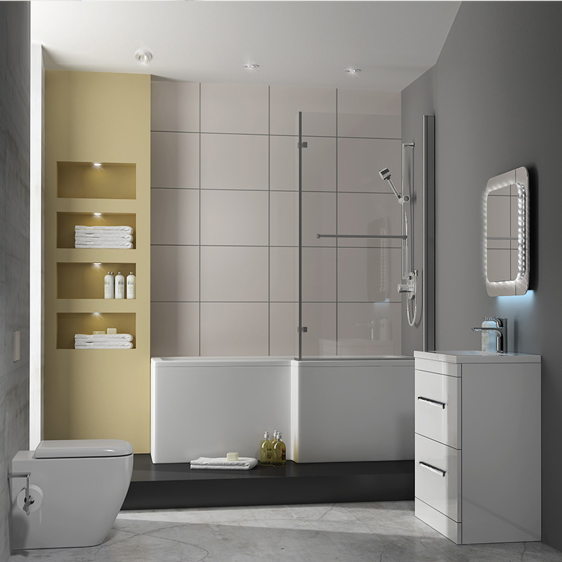PATELLO 60 UNIT WHITE  RIGHT HAND SHOWER BATH