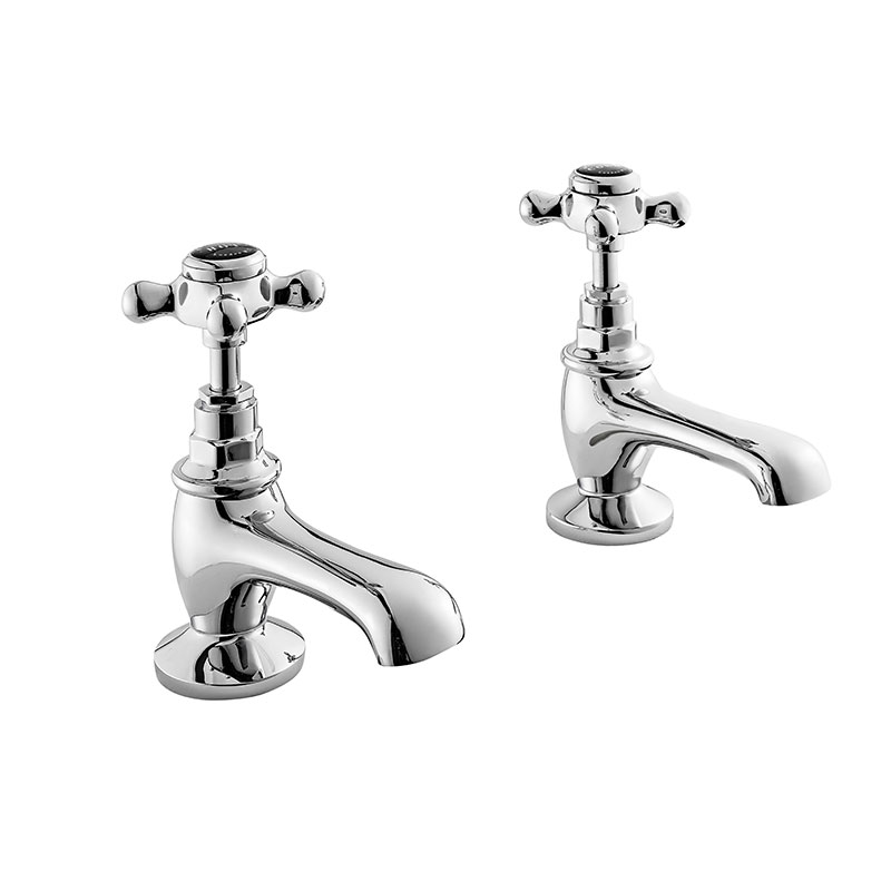BLACK BASIN TAPS WITH CROSSHEAD & HEX COLLAR
