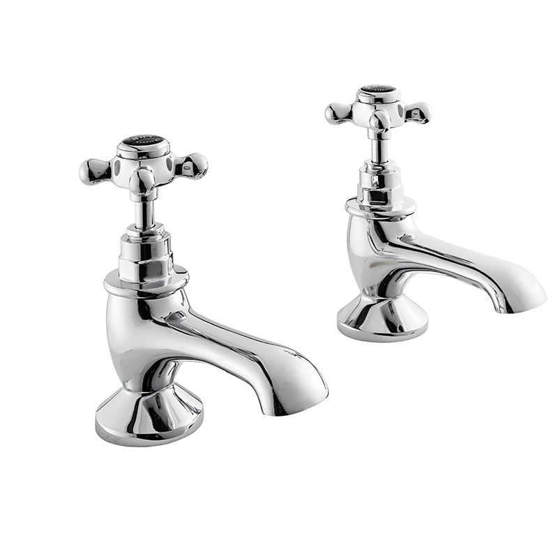 BLACK BATH TAPS WITH CROSSHEAD & HEX COLLAR