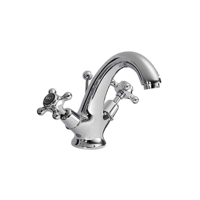 BLACK MONO BASIN MIXER WITH CROSSHEAD & DOME COLLAR