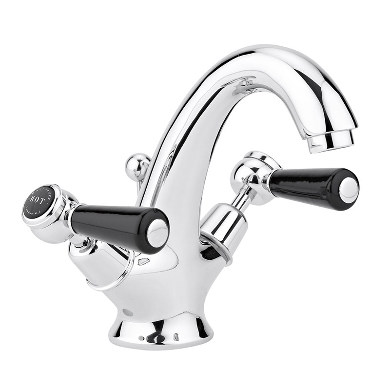 BLACK MONO BASIN MIXER WITH LEVER & DOME COLLAR