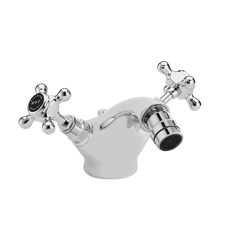 BLACK MONO BIDET MIXER WITH CROSSHEAD & HEX COLLAR
