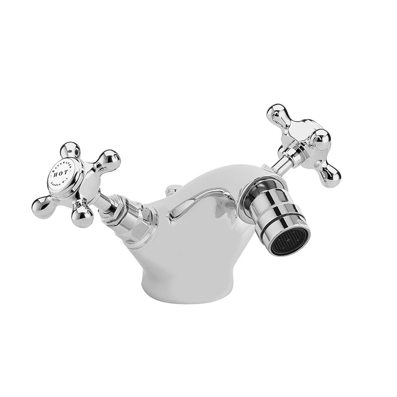 BLACK MONO BIDET MIXER WITH CROSSHEAD & DOME COLLAR