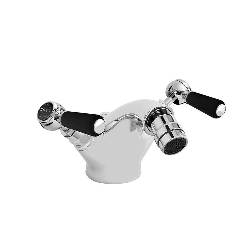 BLACK MONO BIDET MIXER WITH LEVER & HEX COLLAR