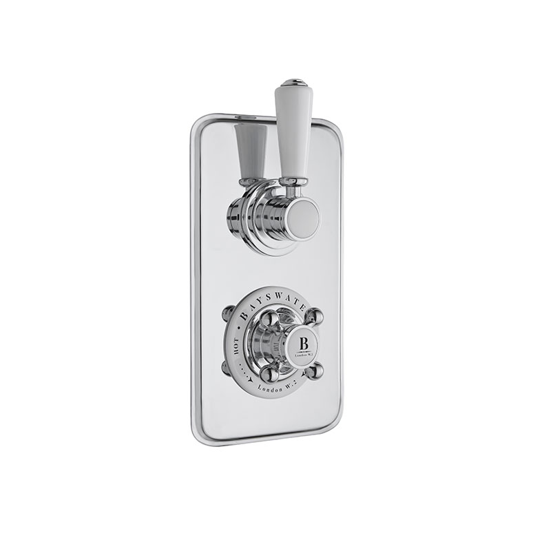 TWIN CONCEALED VALVE WITH DIVERTER & WHITE INDICES