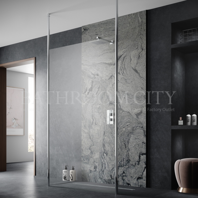 700 Wetroom Screen with Ceiling Poles