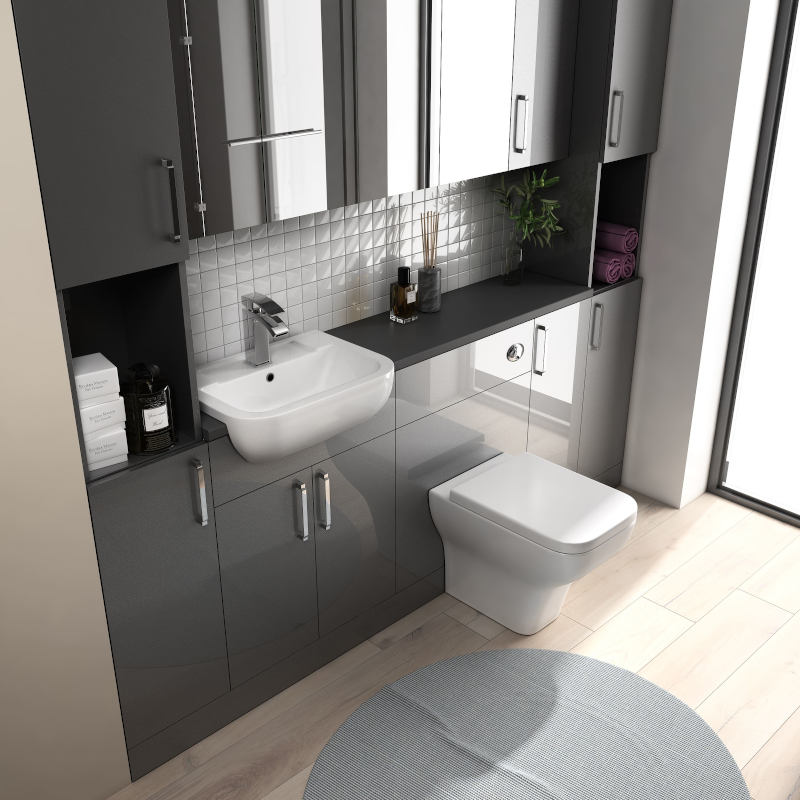Oliver Fitted Suite w Mirror Cabinet: Anthracite