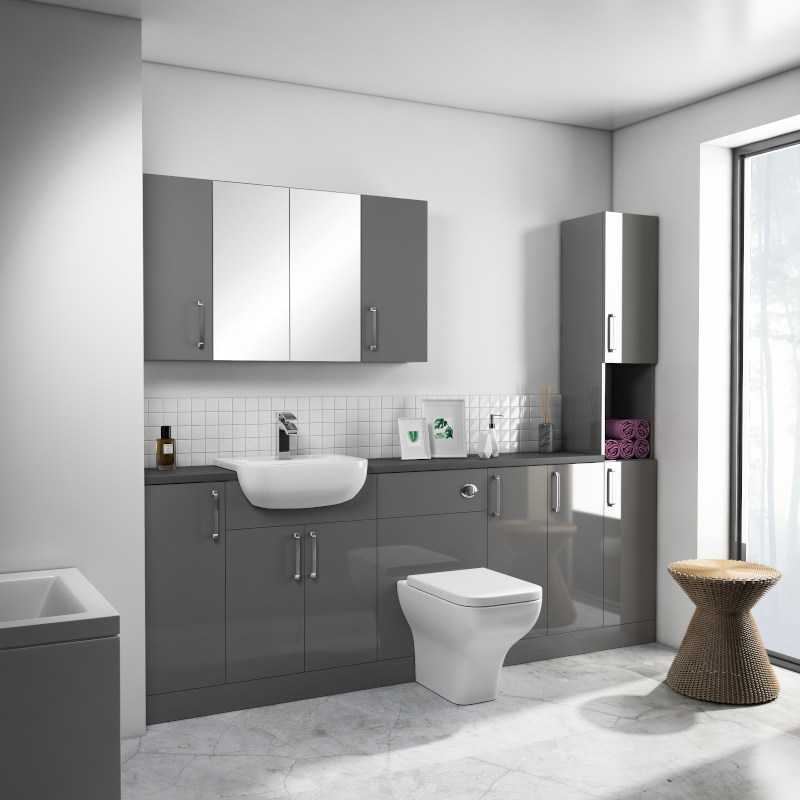 Oliver Fitted Suite w Mirror Cabinet: Anthracite