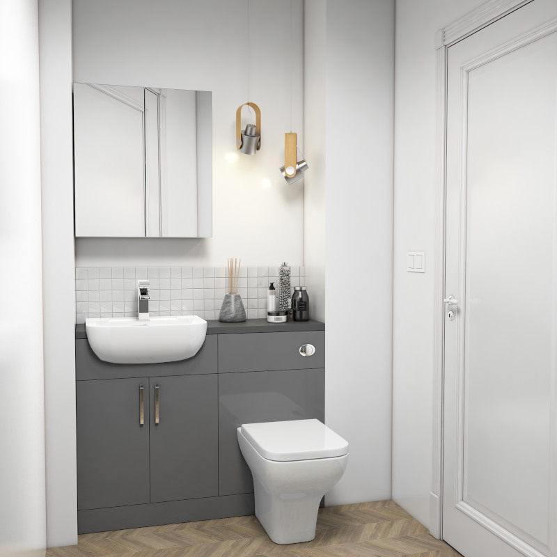 Oliver Fitted Suite w Mirror Cabinet: Anthracite