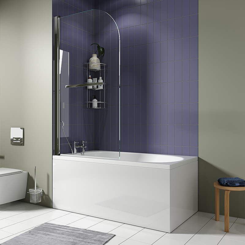 1300mm Bath with Bath Shower Mixer & Bath Screen