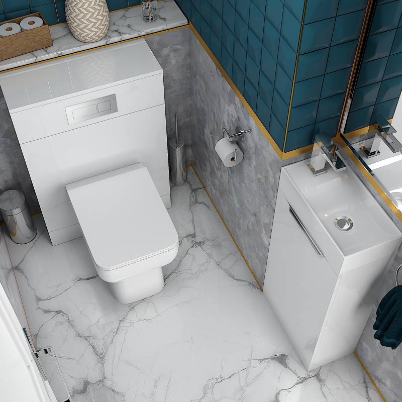 Jivana 410 White Suite | Chrome Handles, Tap & Waste