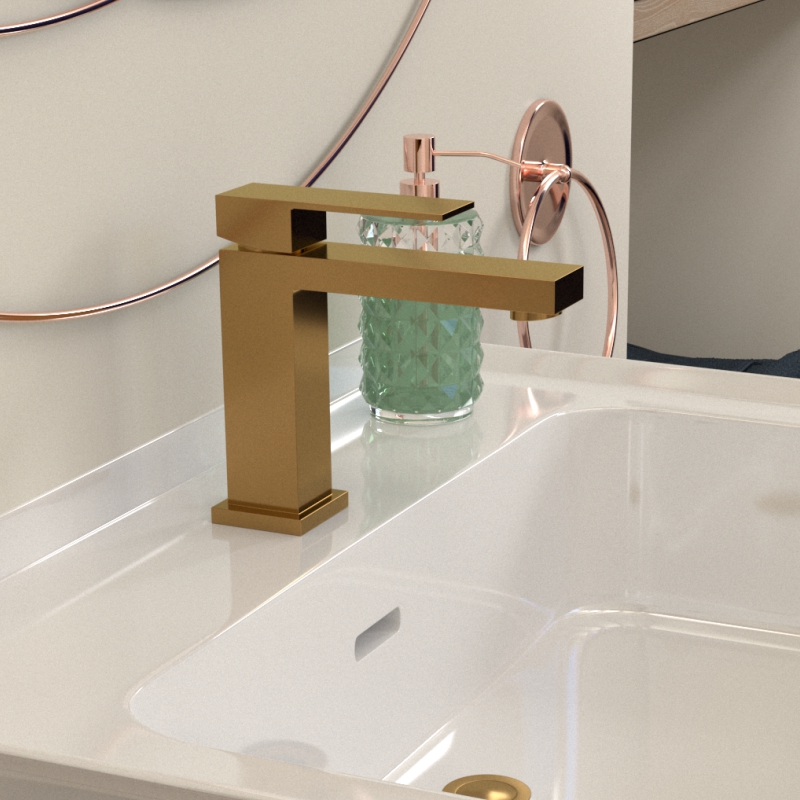 Chester 600 Pearl Grey Vanity Unit (Gold Handles) with Gold Tap