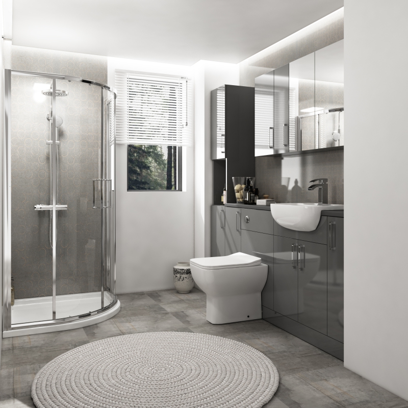 Oliver Fitted Suite w Mirror Cabinet: Anthracite