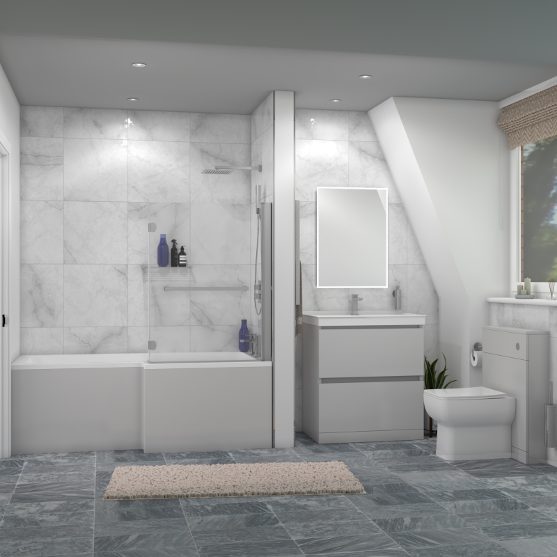 Ashford 800 Bath Suite: Vanity Unit, BTW Toilet, L Shape Bath - Right Hand Bath Ashford 800 Bath Suite: Vanity Unit, BTW Toilet, L Shape Bath - Right Hand Bath