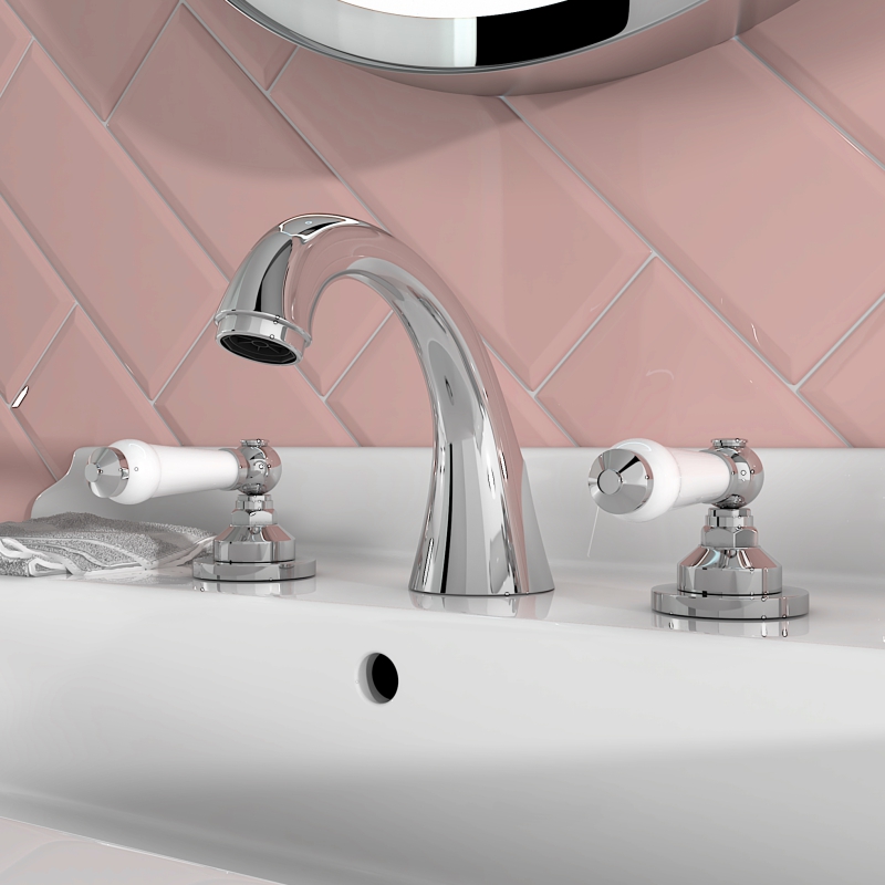 Clarice Traditional Chrome 3 Hole Mixer Tap Lever