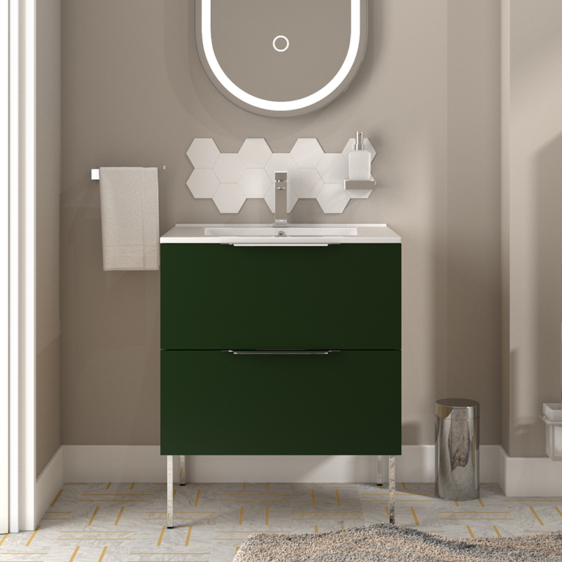 Alani Green 600 Unit | Handles & Legs in Chrome