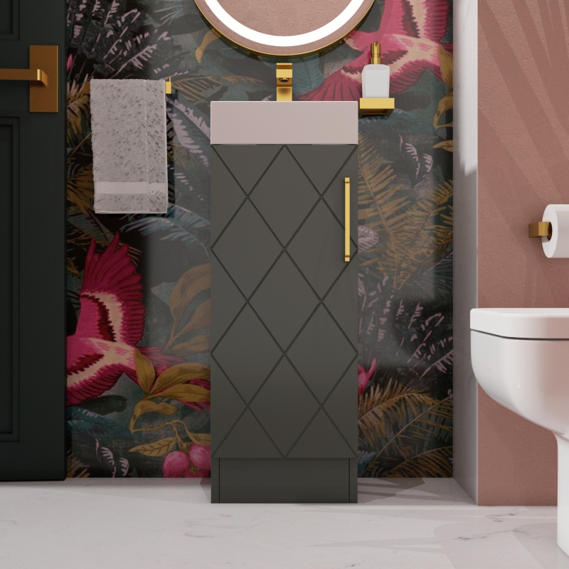 Celeste Diamond 325 Green Vanity Unit | Gold Handles