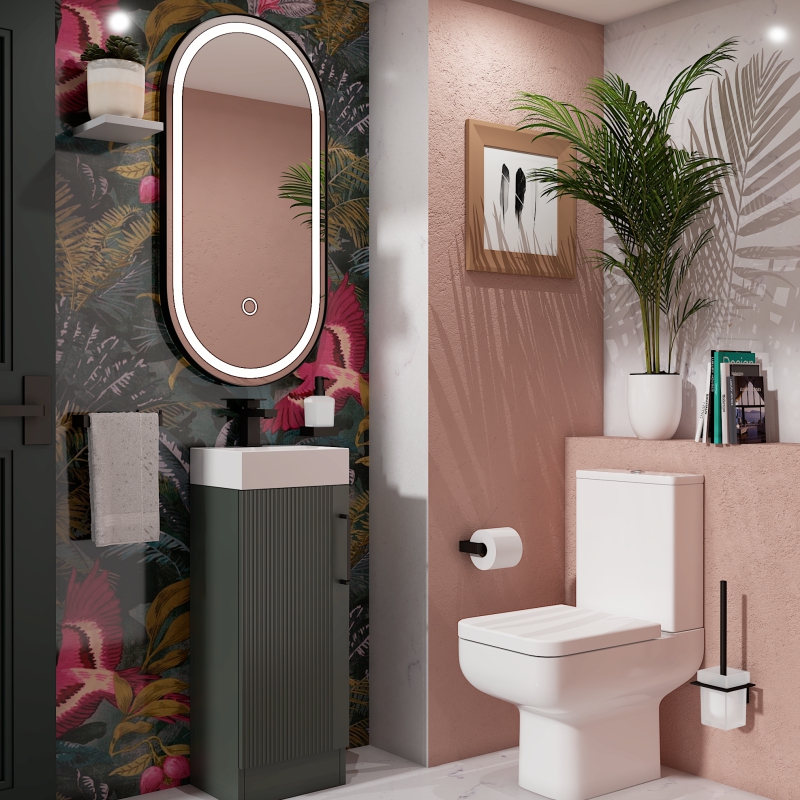 Celeste Linear 325 Green Vanity Unit | Black Handles