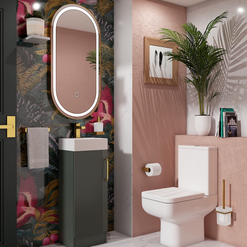 Celeste Linear 325 Green Vanity Unit | Gold Handles