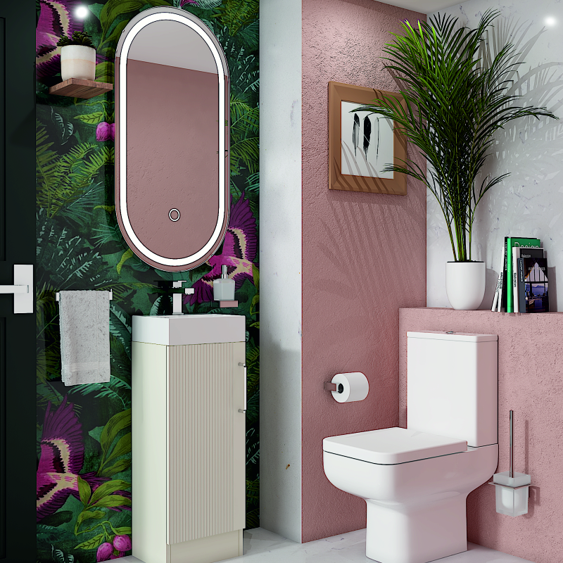 Celeste Linear 325 Cream Vanity Unit | Chrome Handles