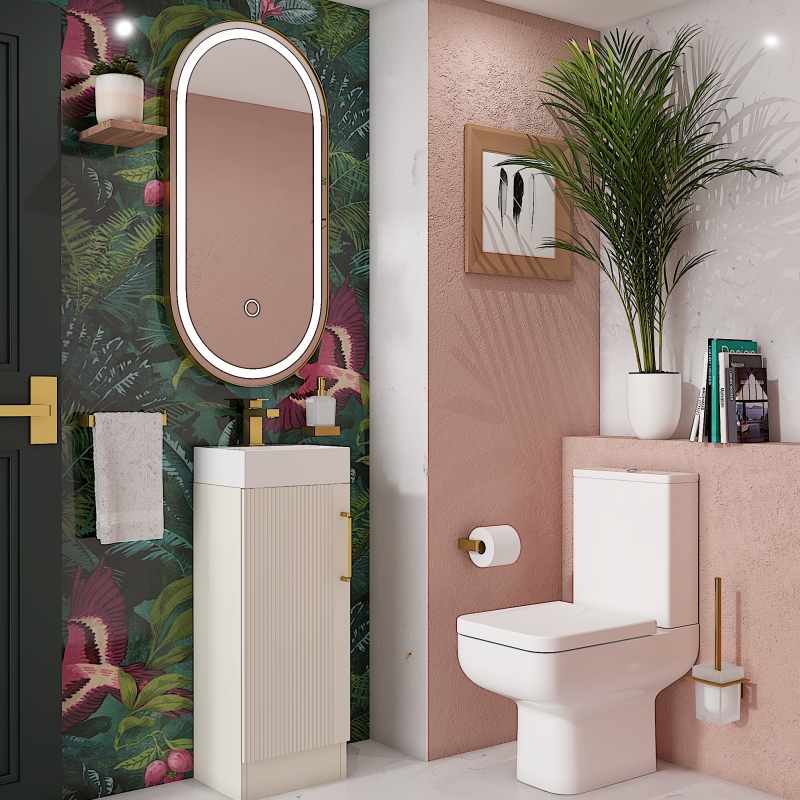 Celeste Linear 325 Cream Vanity Unit | Gold Handles