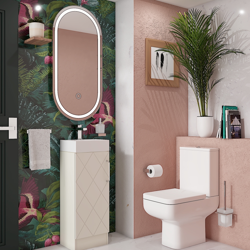 Celeste Diamond 325 Cream Vanity Unit | Chrome Handles
