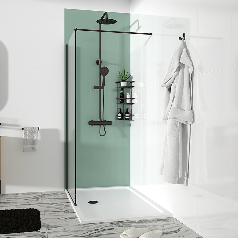 Radiant Black 1400 Hinged Walkin Recess Shower Enclosure