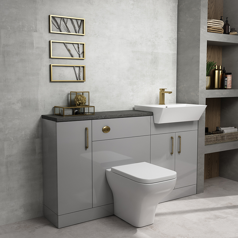 Oliver Gold Fitted Suite: Dove Grey