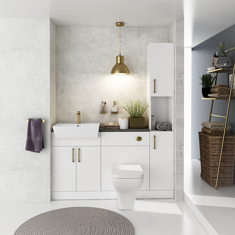 Oliver Gold Fitted Suite: White