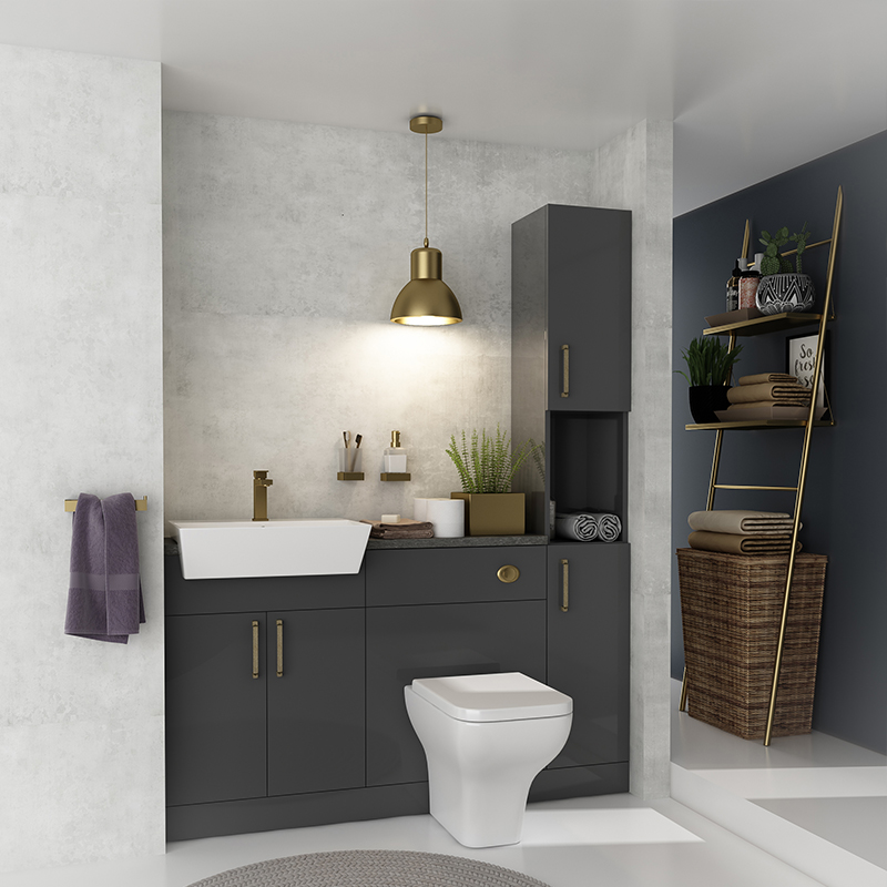 Oliver Gold Fitted Suite: Anthracite