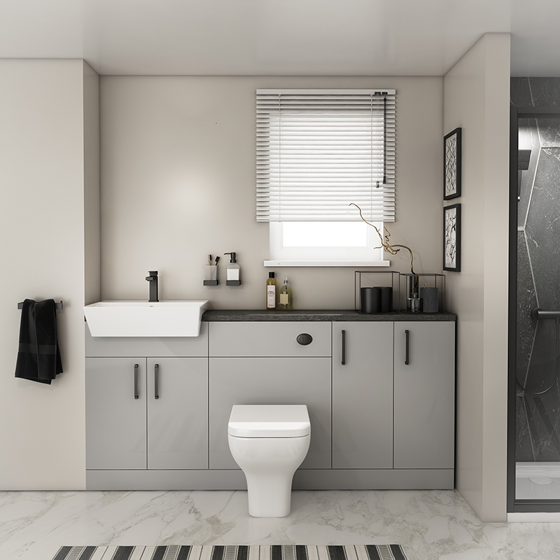 Oliver Black Fitted Suite: Dove Grey